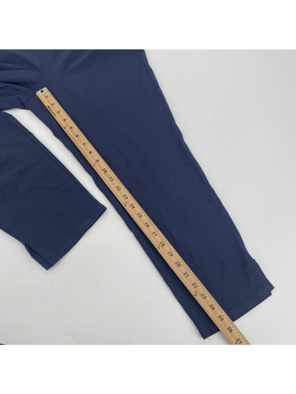 Eileen Fisher Size M Navy Blue Ankle Pants Stretch Slit Hem Pull On - Picture 4 of 12